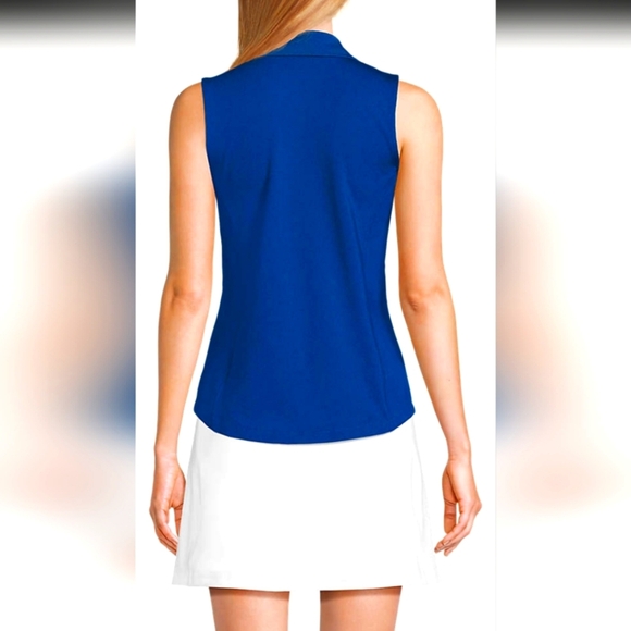 Lands' End Womens Cobalt Blue Sleeveless Polo Tank Top M High Impact Pickle Ball - Picture 3 of 14